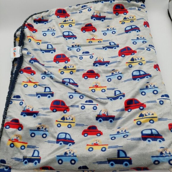 Kidgets Car Vehicle Baby Blanket Gray Navy Blue Sherpa Automobiles 30x36 - Picture 2 of 6